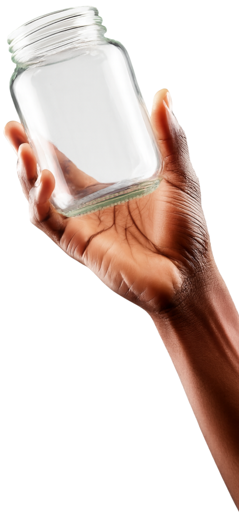 hand holding glass jar